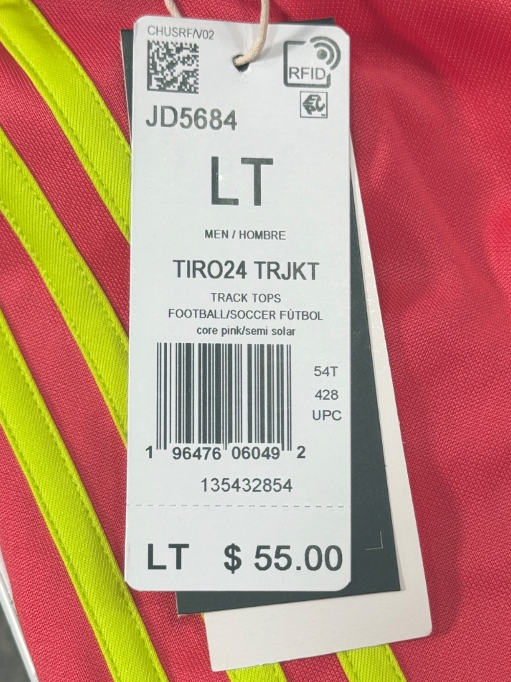 Adidas Tiro 24 Track Jacket - NWT Mens LT (Large Tall) Core Pink - #50007-N9 - Picture 2 of 3